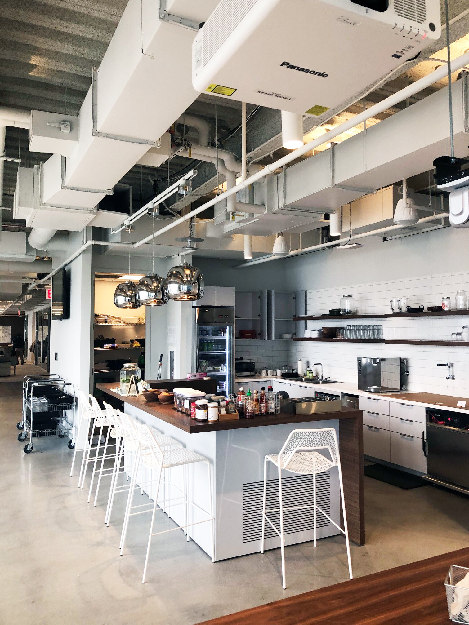 Pantry at the Asana office in 3 WTC with MEP-FP engineering services provided by 2L Engineering.