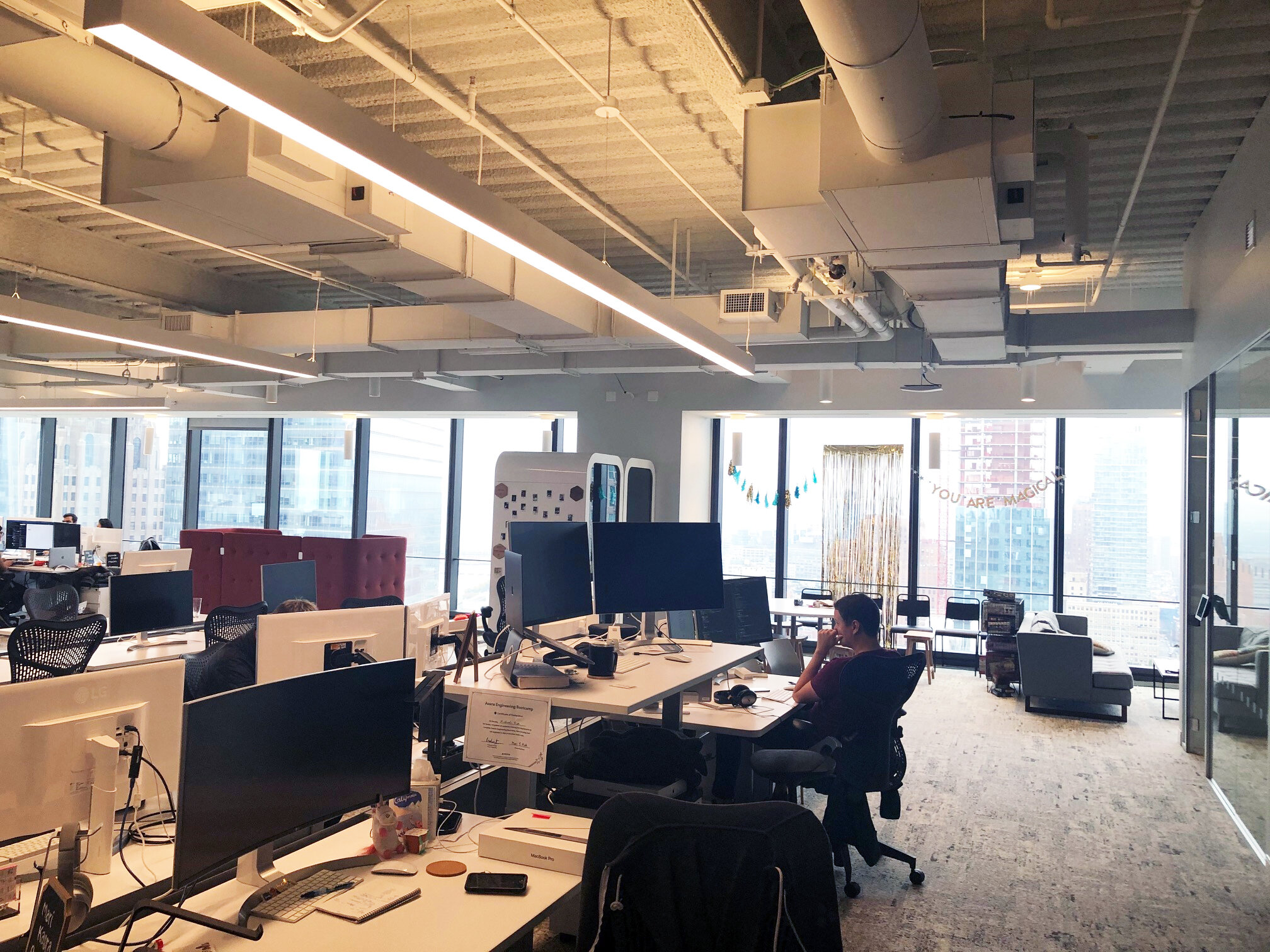 Interior view of the 3 WTC Asana office with MEP-FP engineering services provided by 2L Engineering.