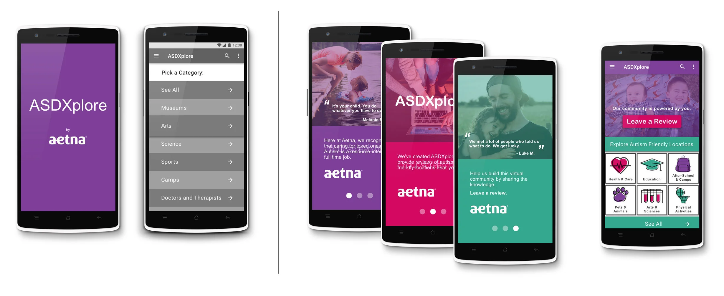 Initial designs | First Iteration with on-boarding screens and icons