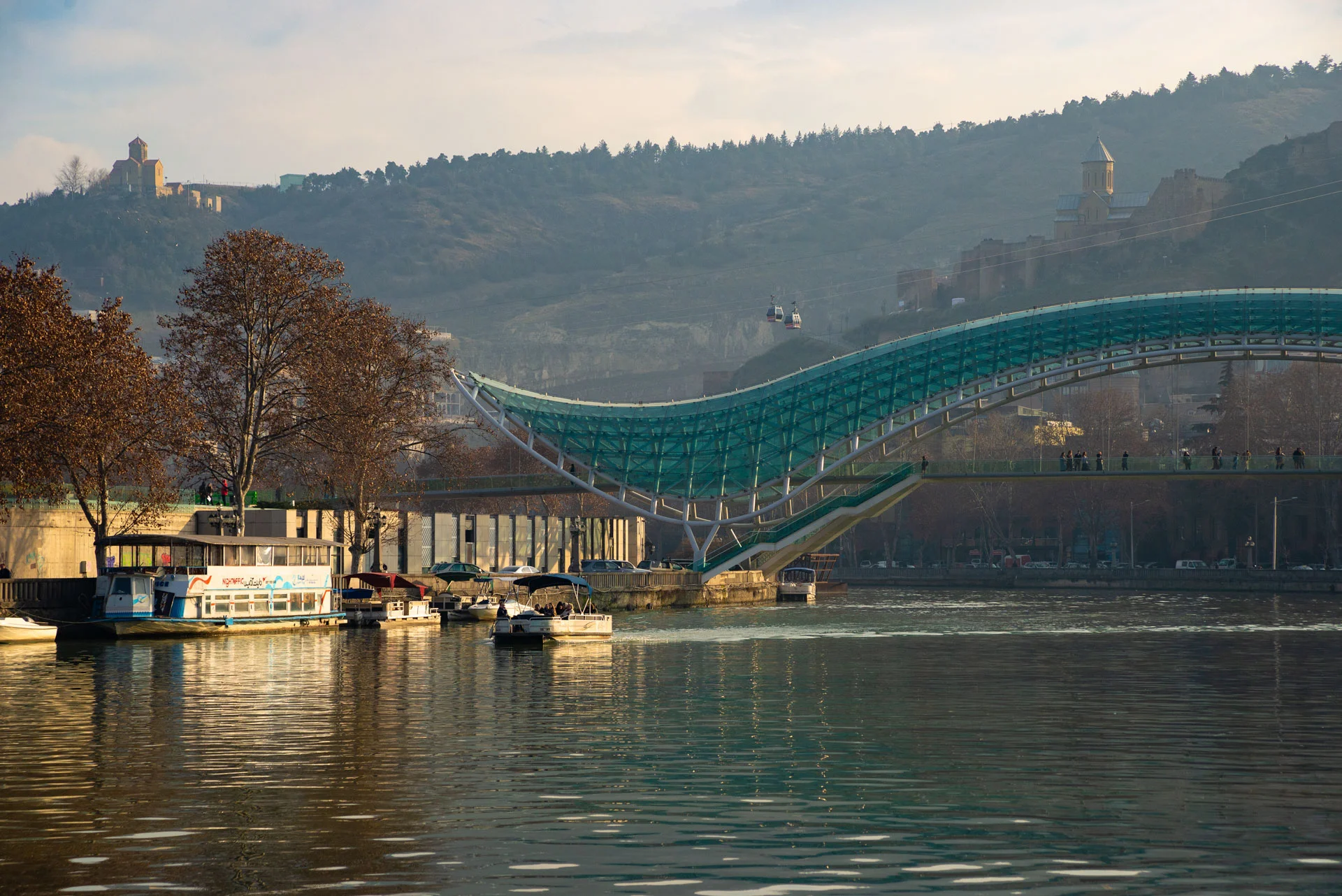 Tbilisi’s river Mtkvari, at sunset.