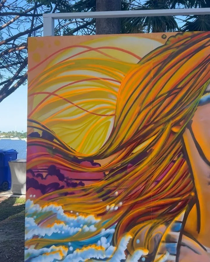Little weekend quickie for @sunfest celebrating 40 years. Thanks for the invite!☀️🌊 

#summertime #oceanvibes #florida #streetart #miamiurbanart #urbanart #sunfest #feativalart #sunset