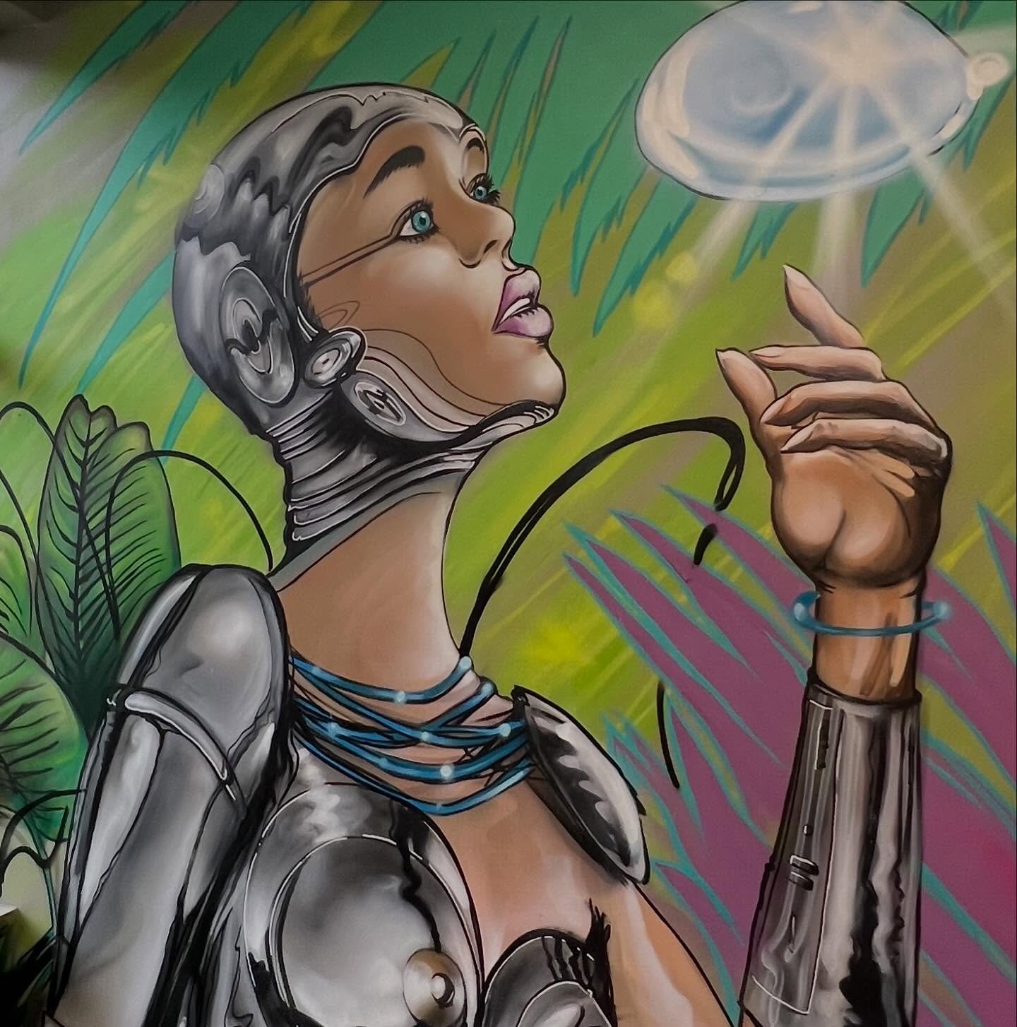 Been doing a series of murals with a fun concept. 🤖💋🍃 thanks for the creative freedom @amelia.aesthetics