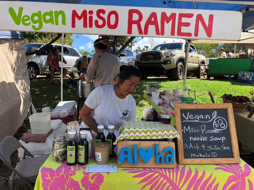 One of the vendors at the organic Wednesday farmers market in Kula.