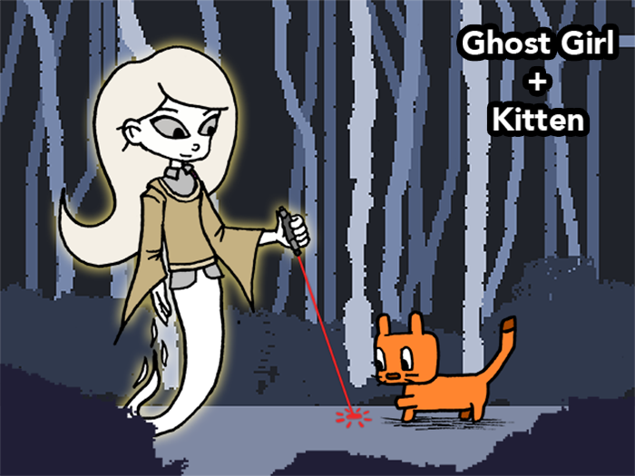 Ghost Girl and Kitten - An interactive platforming web browser game.