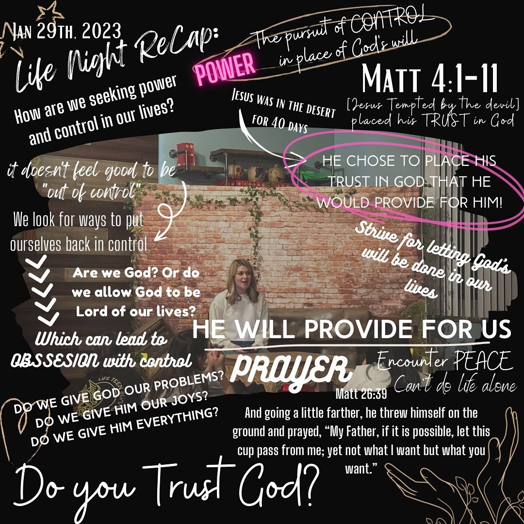 Ellen shared some great things last night, here&rsquo;s a recap! How are you letting go of control into the hands of God?