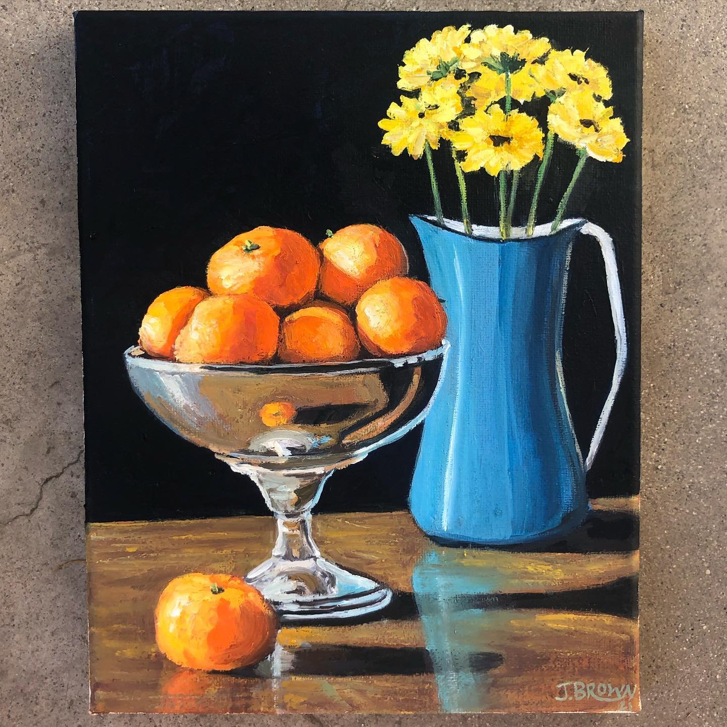 Still life for a change of pace and perspective. Who wants a tangerine?🍊 

11&rdquo;x14&rdquo; oil on canvas. Reference photo by @garreth_paul_photography 
.
.
.
.
.
#oilpainting #painting #stilllife #bowloffruit #art #artwork #stilllifepainting #ar