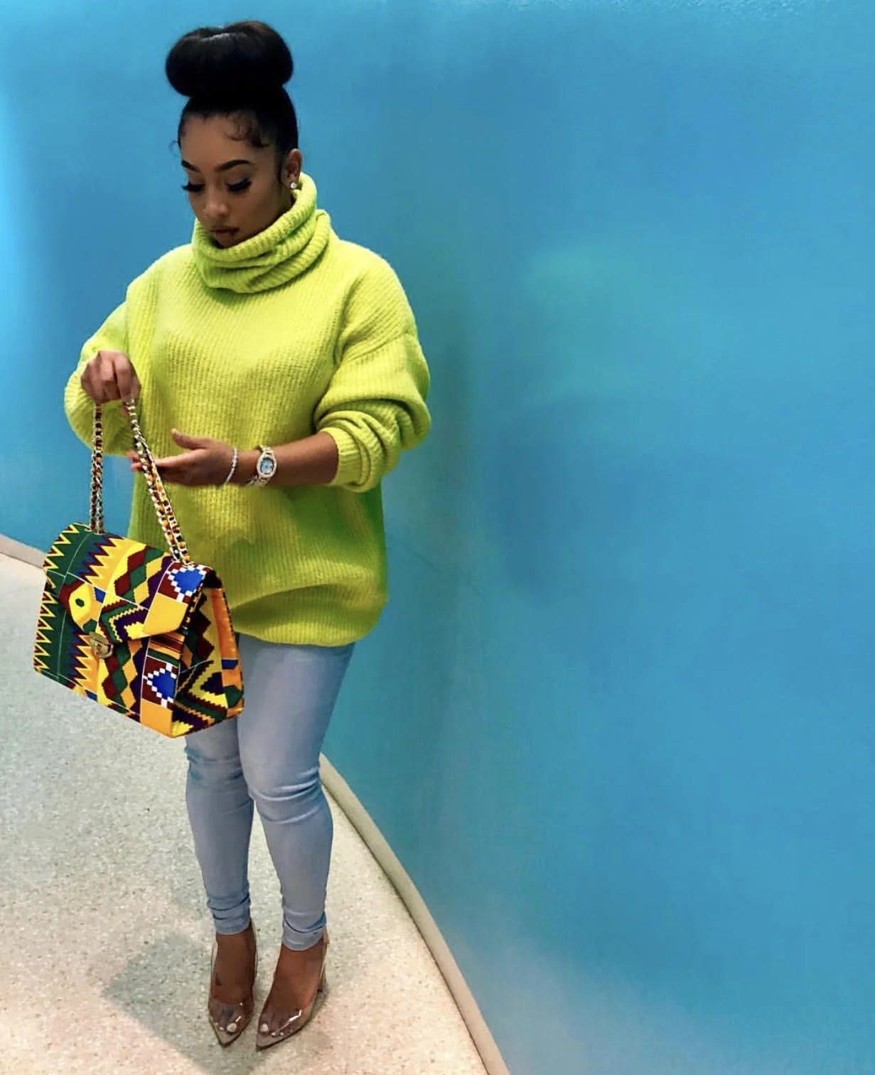 neon sweater outfit