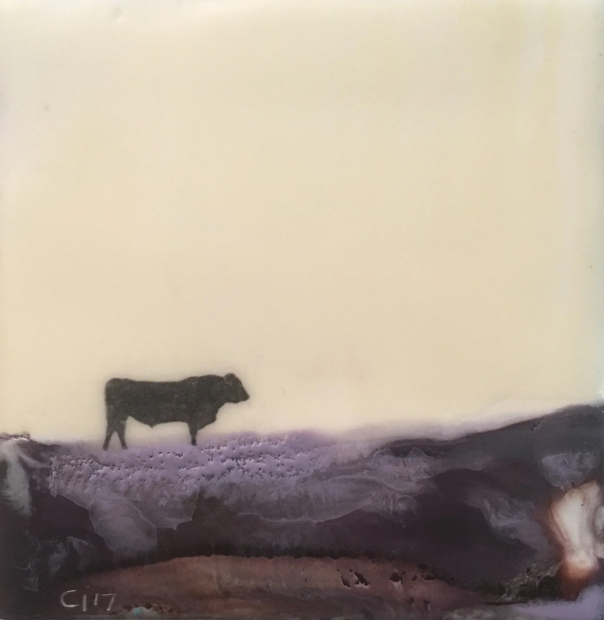 "Wishful Thinking" 4x4" unframed encaustic mixed media on board $75 CAD 2017