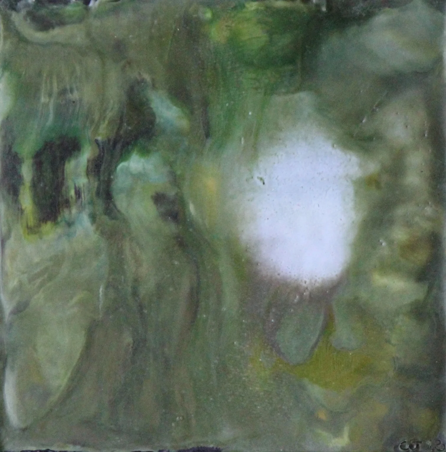 NO TITLE 6x6" framed encaustic mixed media on board SOLD 2014
