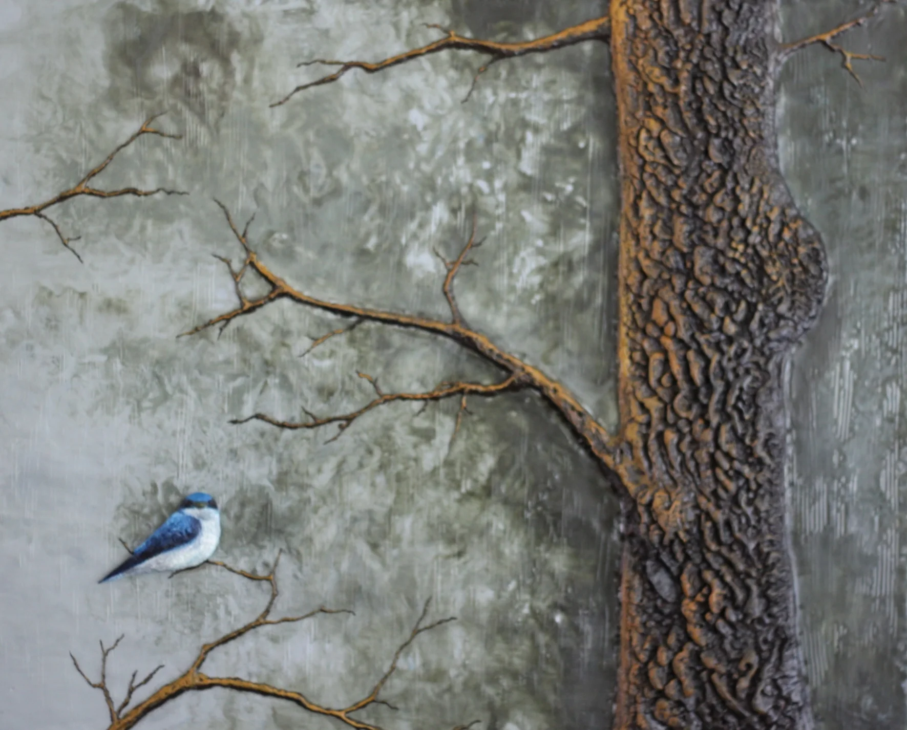 "A Little Rain Must Fall" 20x24" framed encaustic mixed media on board SOLD 2013