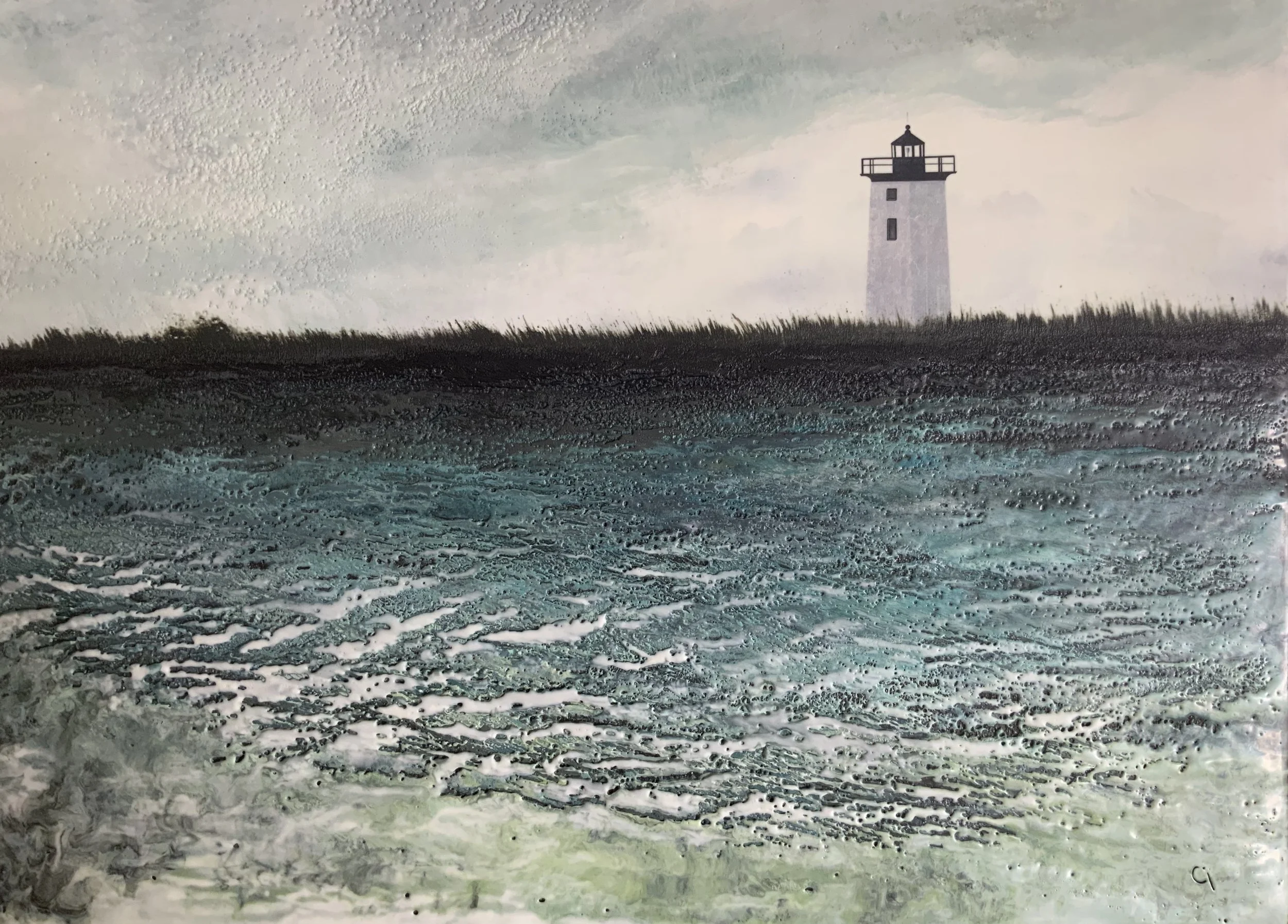 “Fair Weather” 18x24” unframed encaustic mixed media on board $800 CAD 2019