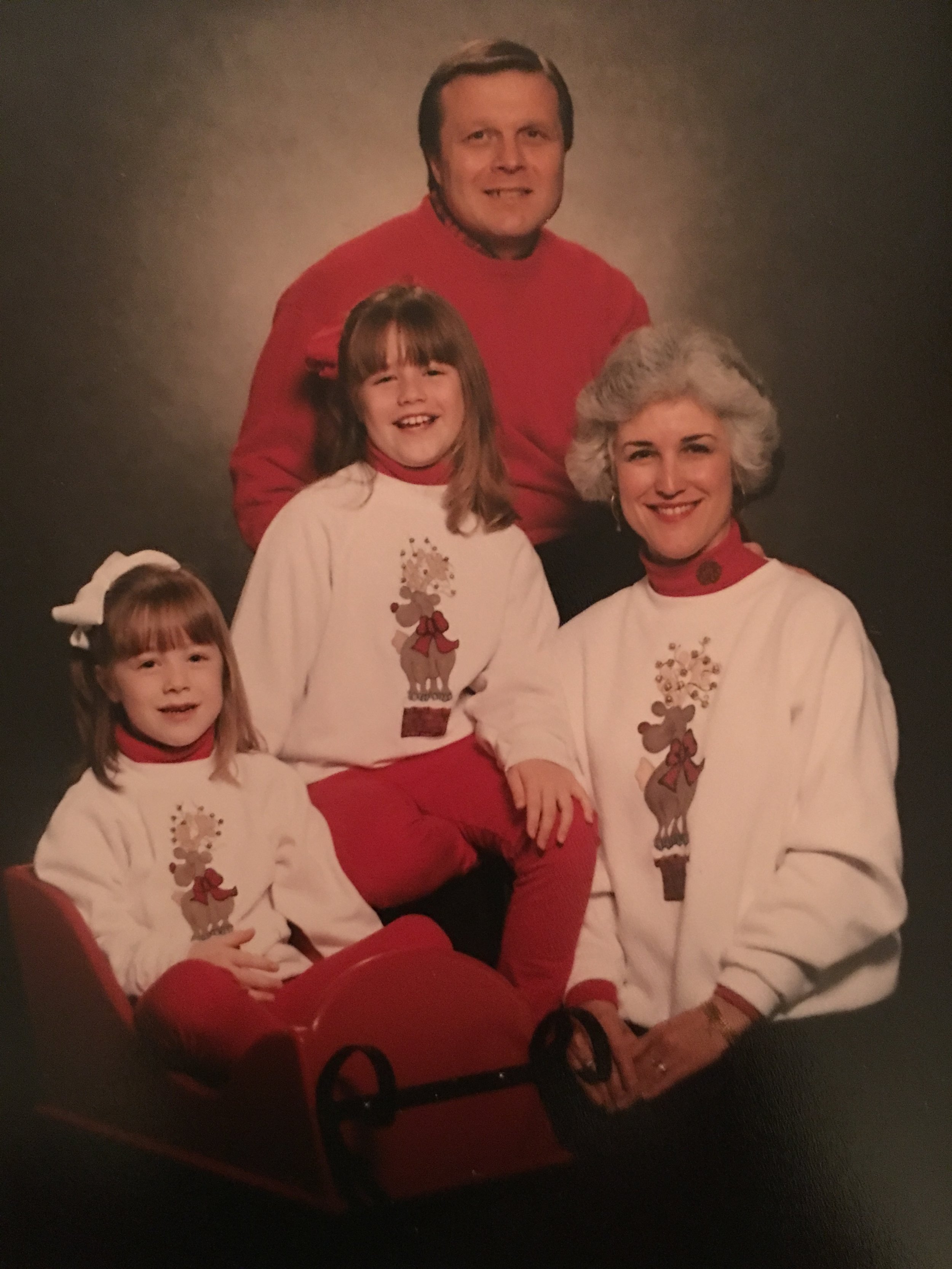  And, of course, the family Christmas photo required hand-painted reindeer sweatshirts. This was also post my first perm. 