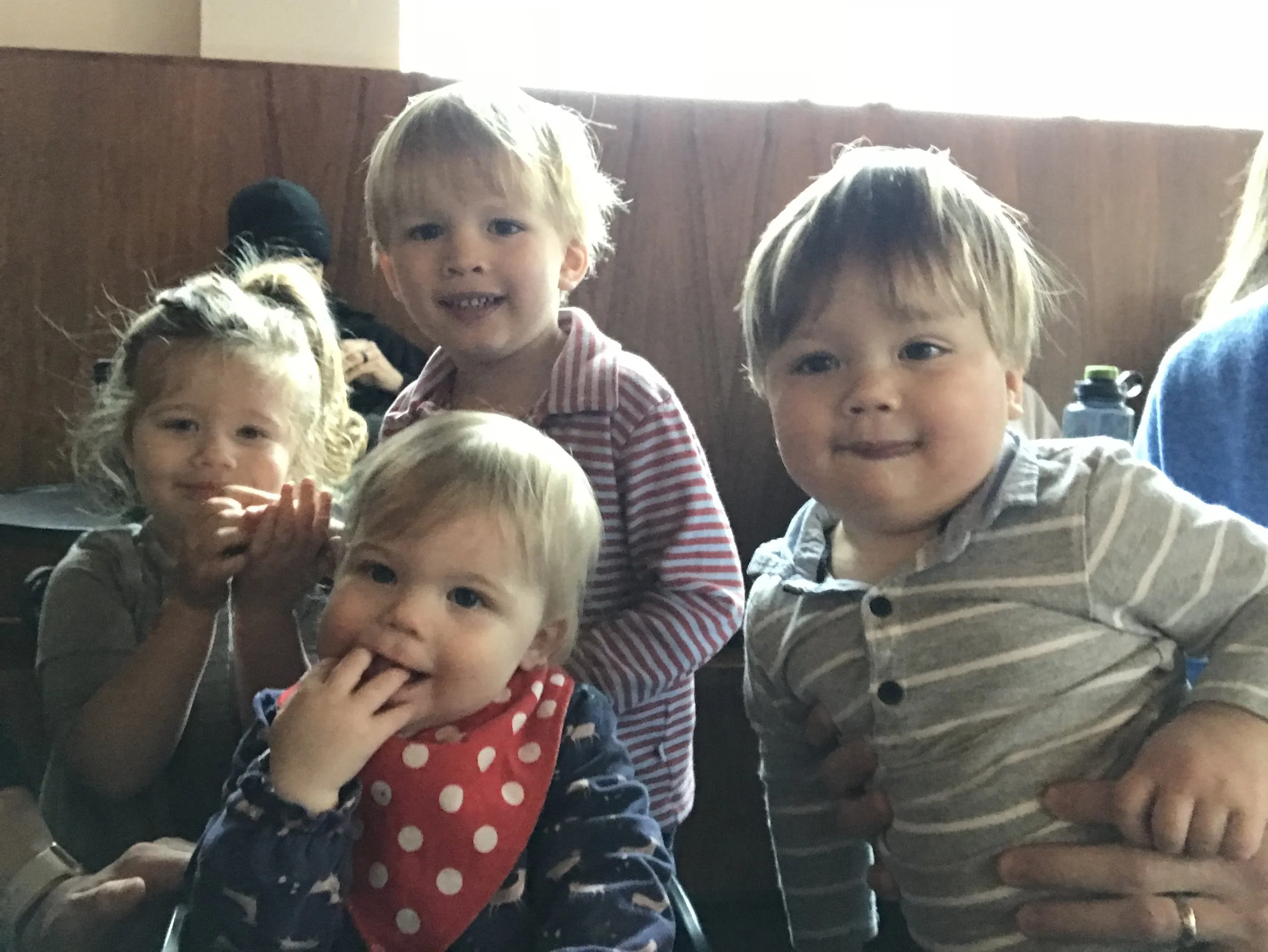 A fairly common sight for us on weekends - cousins and Jubala!
