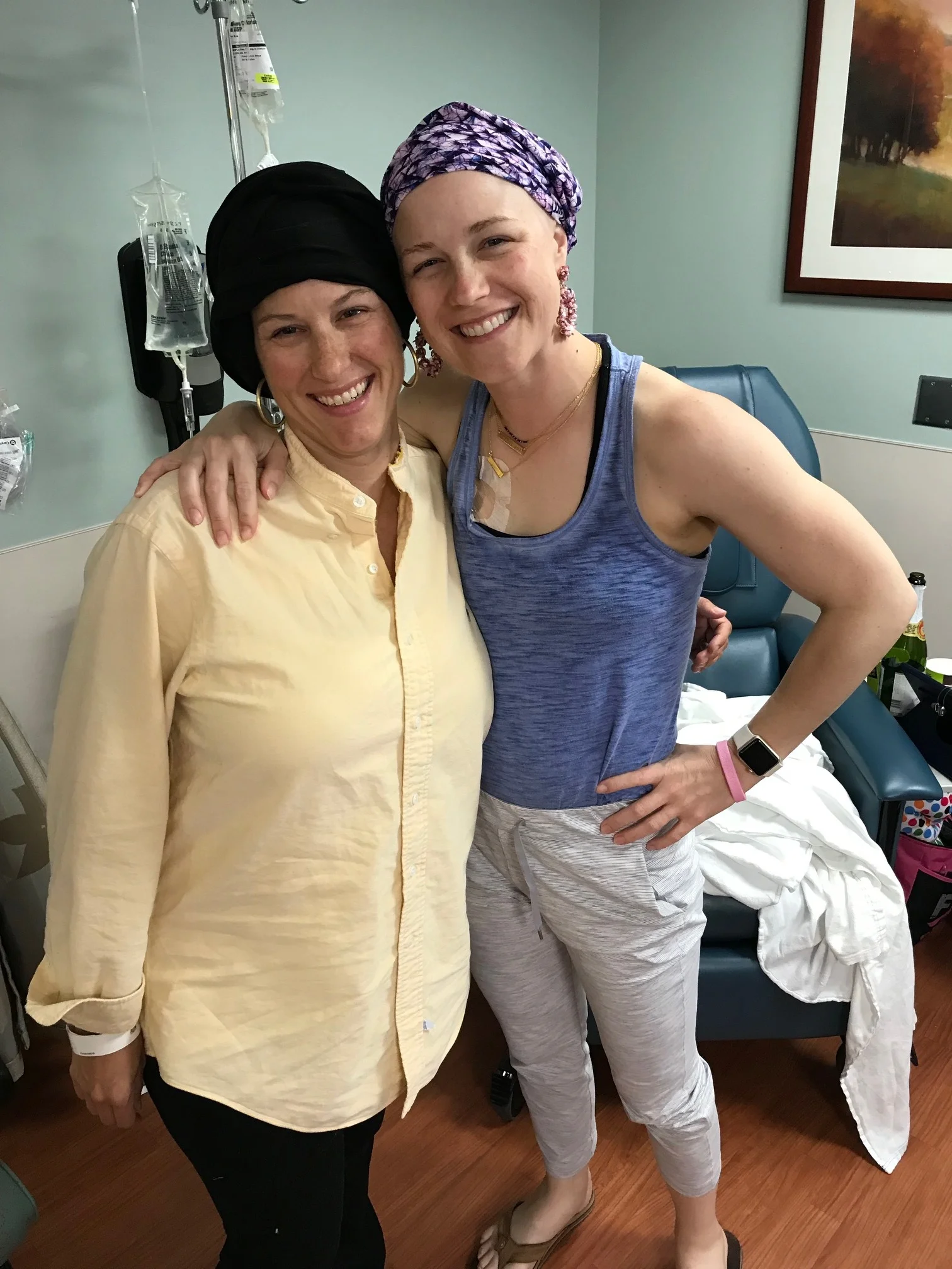 Claren and Jen on Jen’s last day of chemo in July 2018.