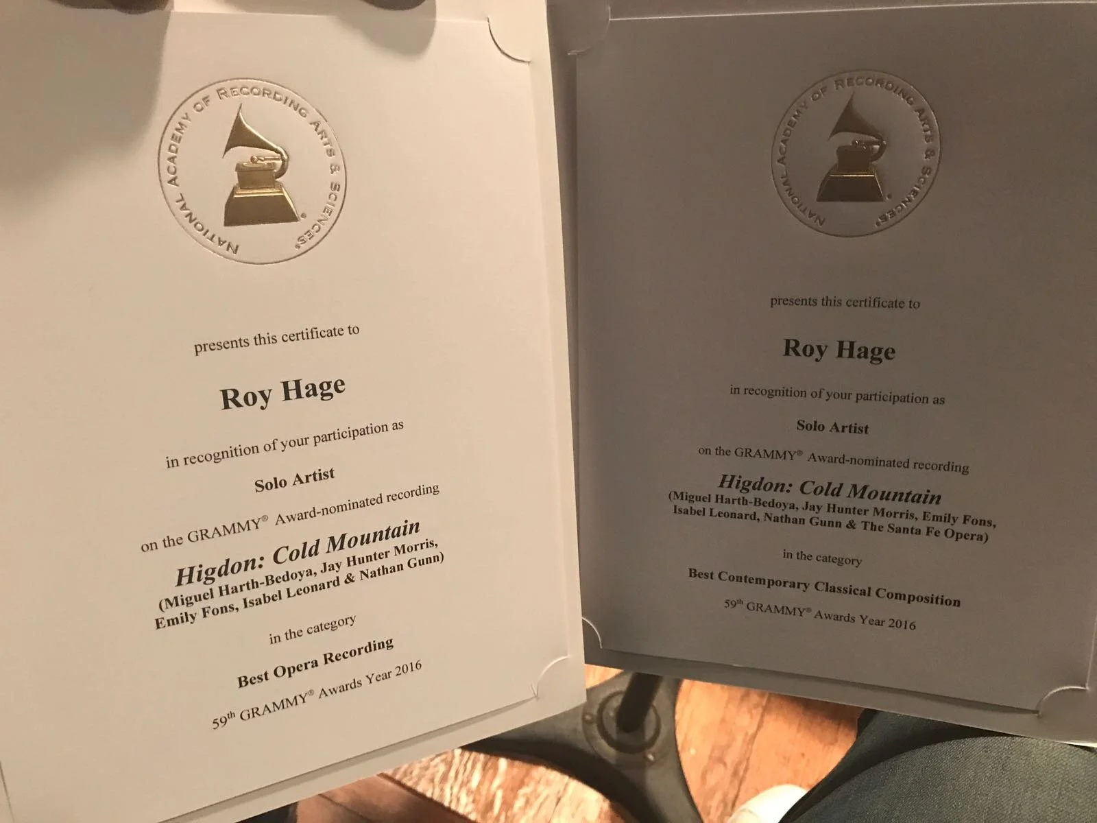 GRAMMY Certificates