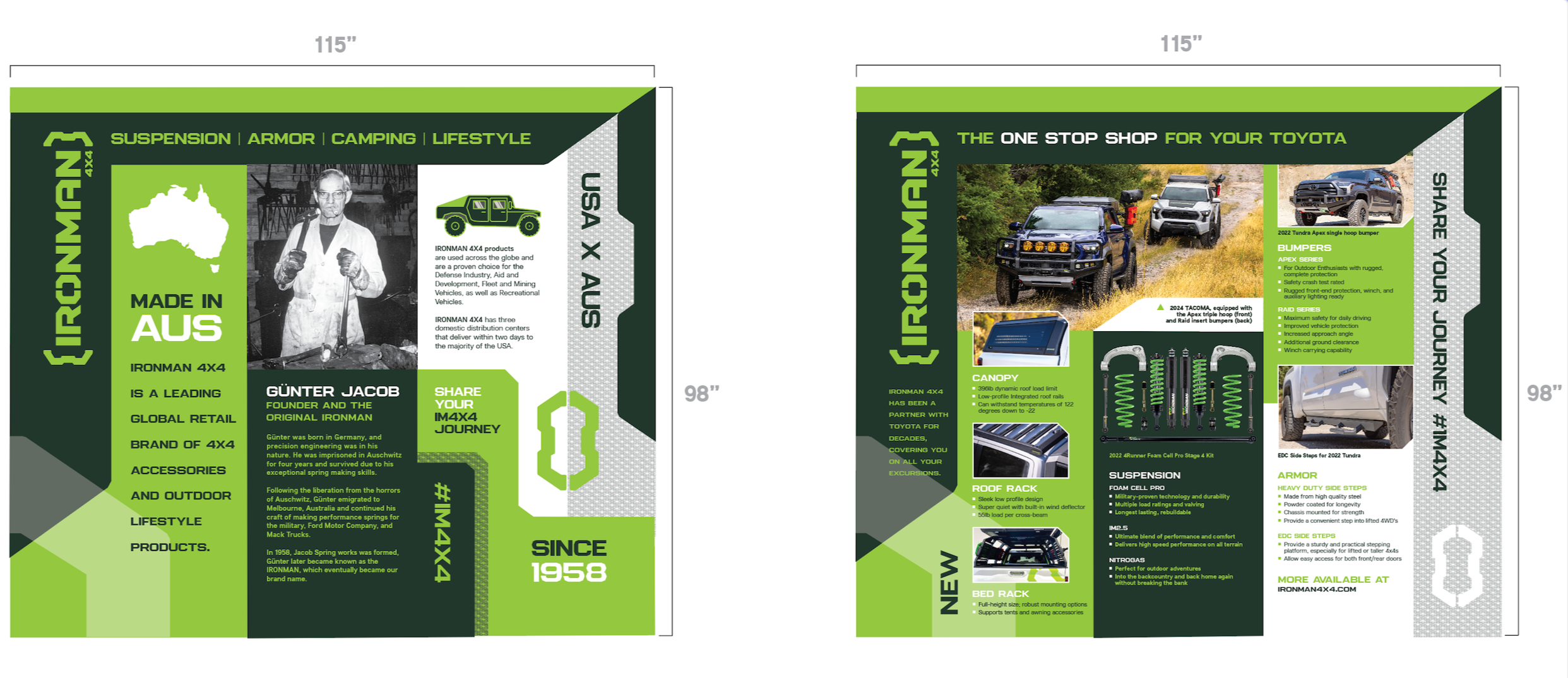   Light up display concept; company history on front and one stop shop messaging on the back.  