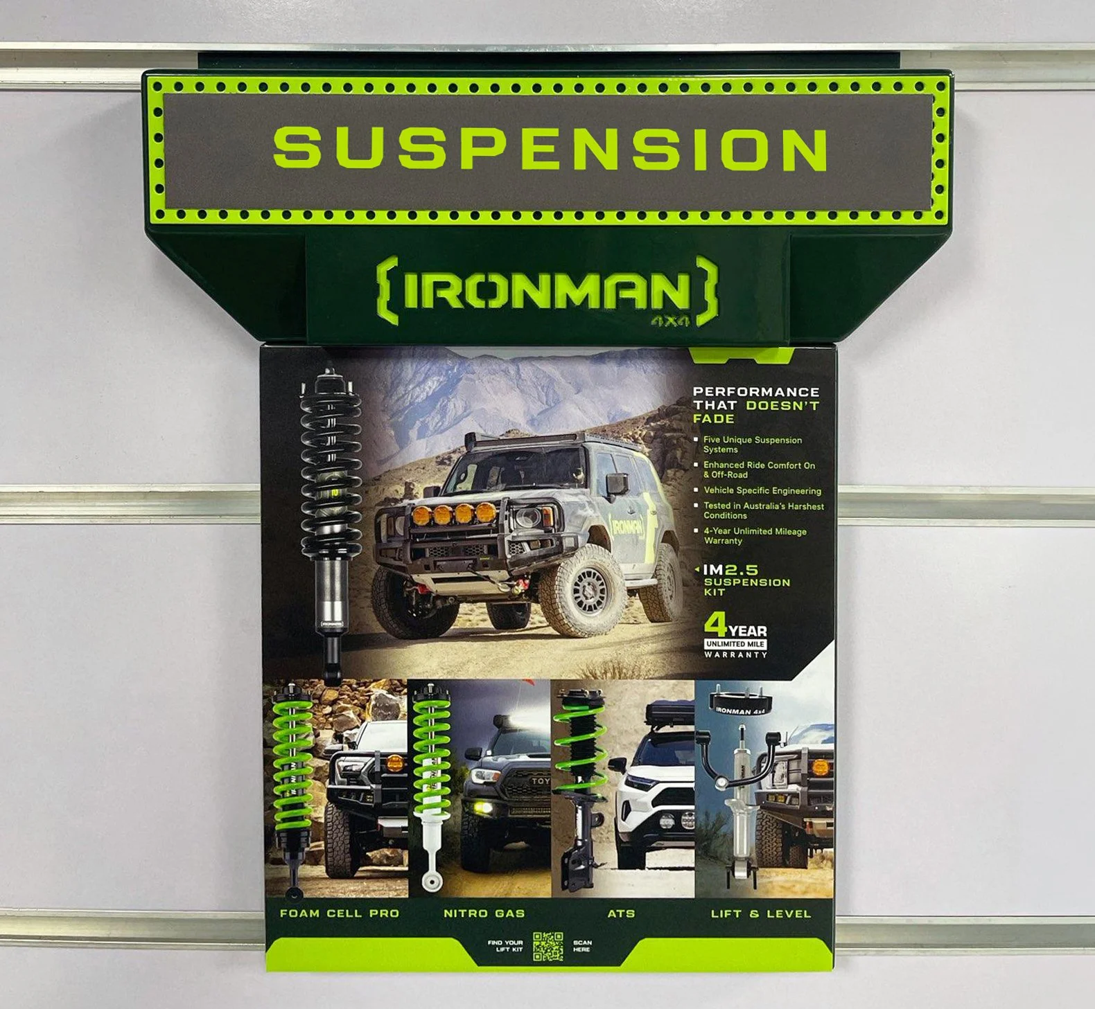   Interchangeable magnetic graphic info panels for B2B POP in-store displays, on slat wall.  