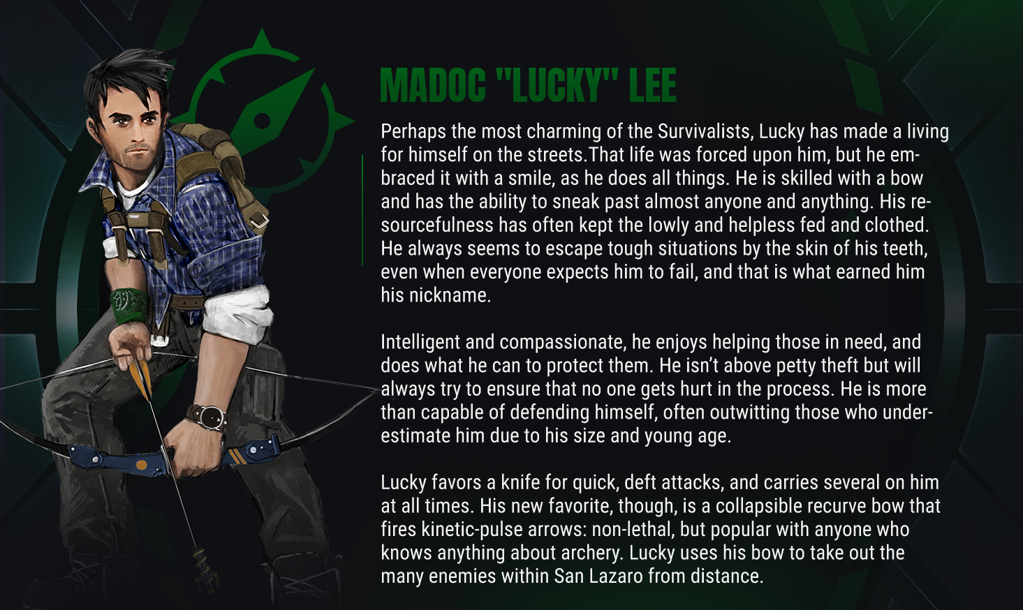 The bio for “Lucky” - My personal favorite character in Omicron Protocol
