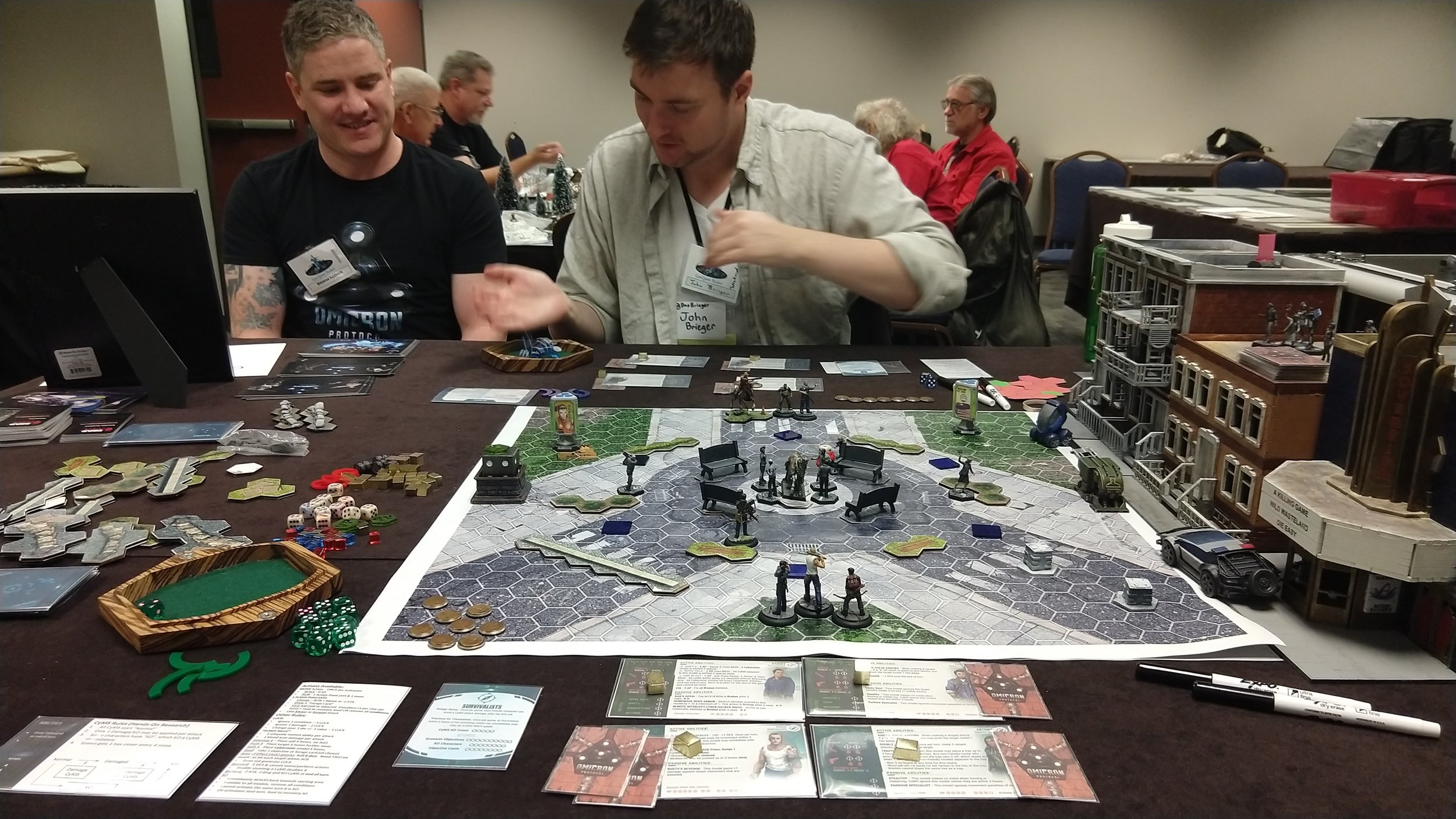 Finally got our Protospiel friend John Brieger to try out the game.