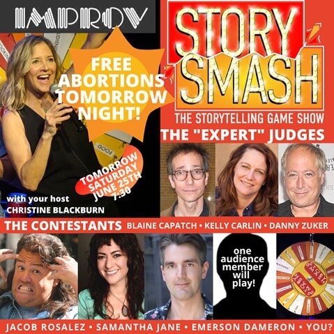 Come on down to the @hollywoodimprov tomorrow night! Story Smash!! You do not want to miss this hilarious live game show at the @hollywoodimprov Look who&rsquo;s playing! LOOK!! @dannyzuker @kellycarlinishere and #blainecapatch !! And Comedians @emer