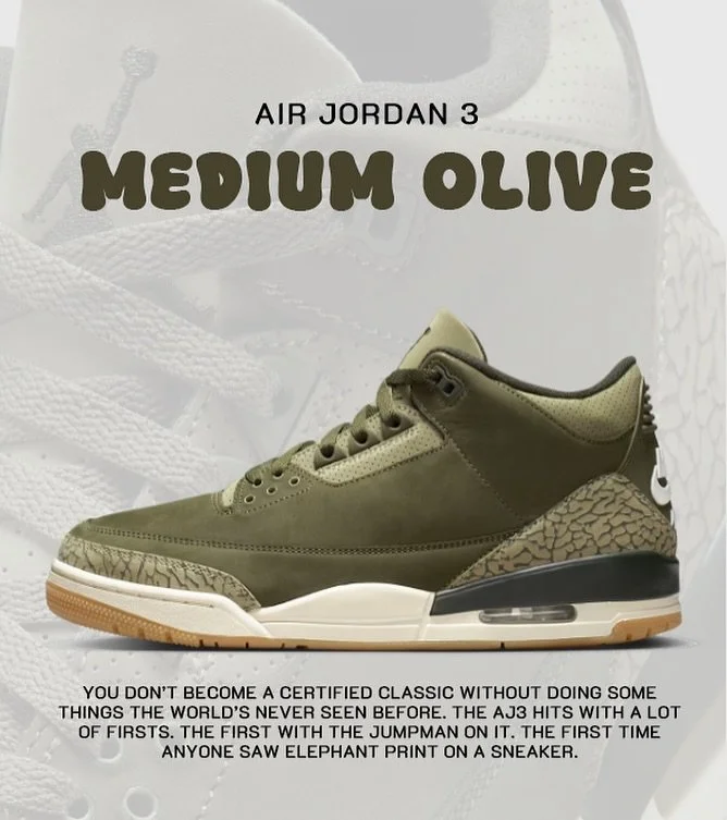 Air Jordan 3 &rdquo;Medium Olive&ldquo; will be available Saturday 10/25 at 10:00 AM at The Loop. (Yonkers&amp; Spring Valley)

First come first served. 

Men (DN3707-202) : $215
BOY : $155

#jordan3#jordan3olive#shoes#sneakers#sneakerhead#shoeslover