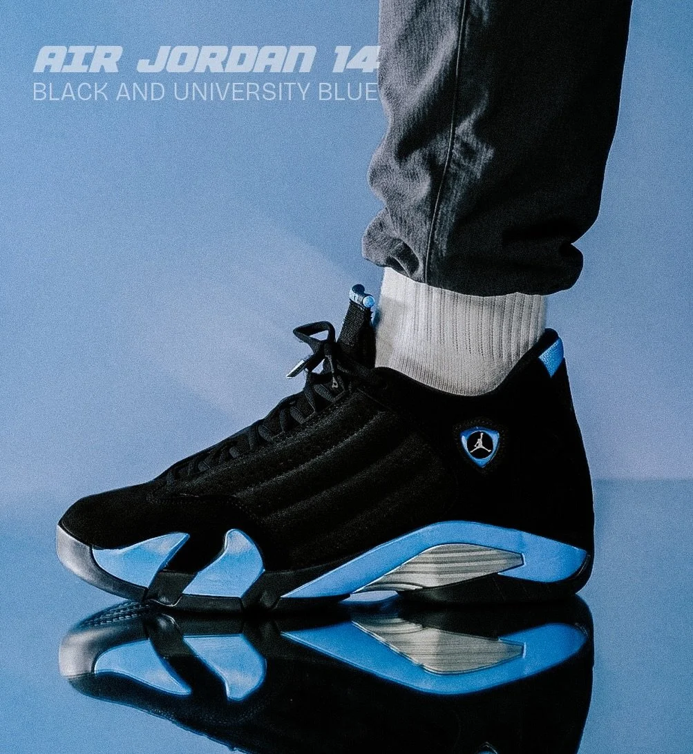 Air Jordan 14 Retro &ldquo;Black and University Blue&rdquo;  will be available Saturday 3/21 at 10:00 AM at The Loop. (Yonkers &amp; Spring Valley) 
First come first served.  Full family size willl be available. 

Men&rsquo;s(487471-007) : $205
Boy&r