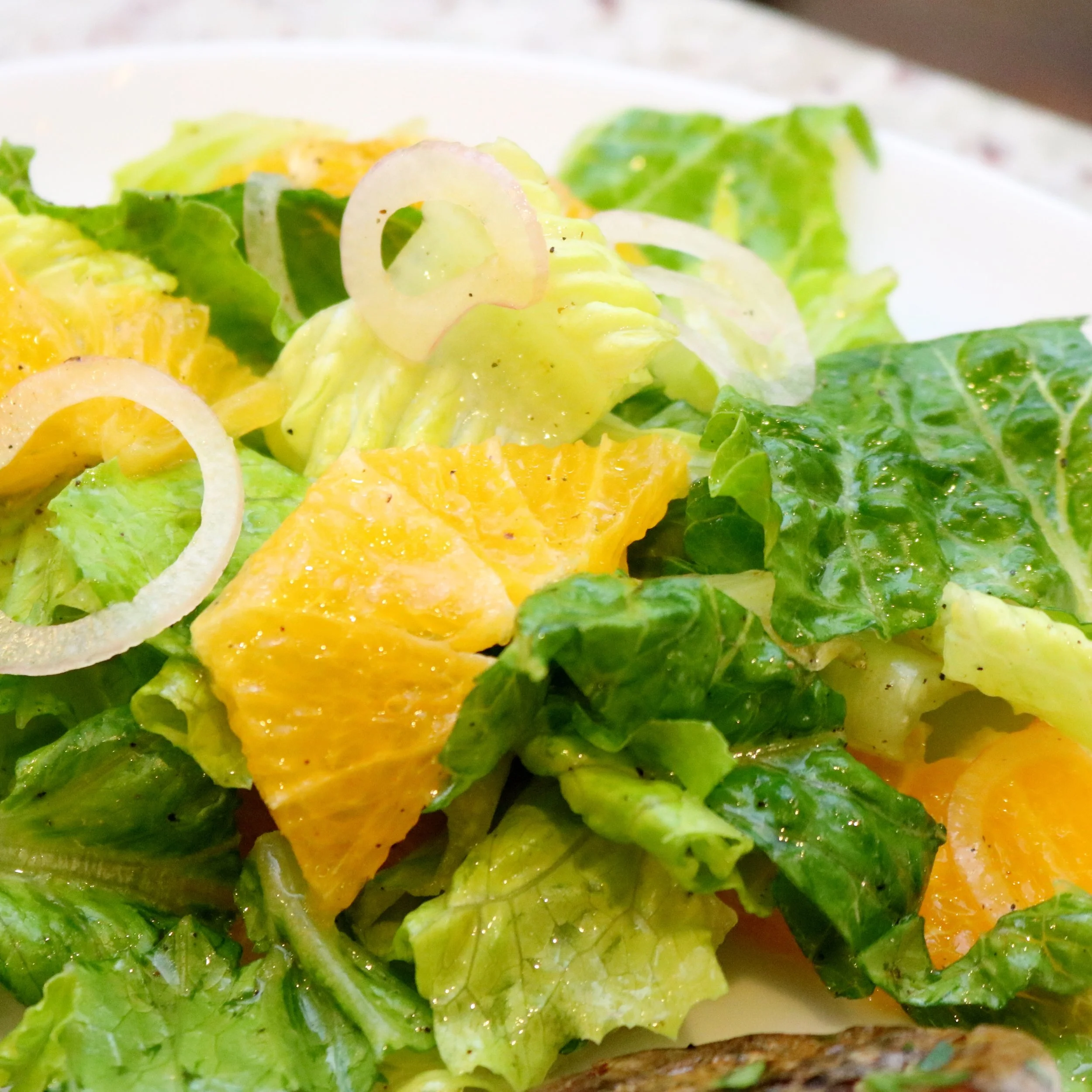 Romaine Salad with Oranges, Red Onion, and Walnuts