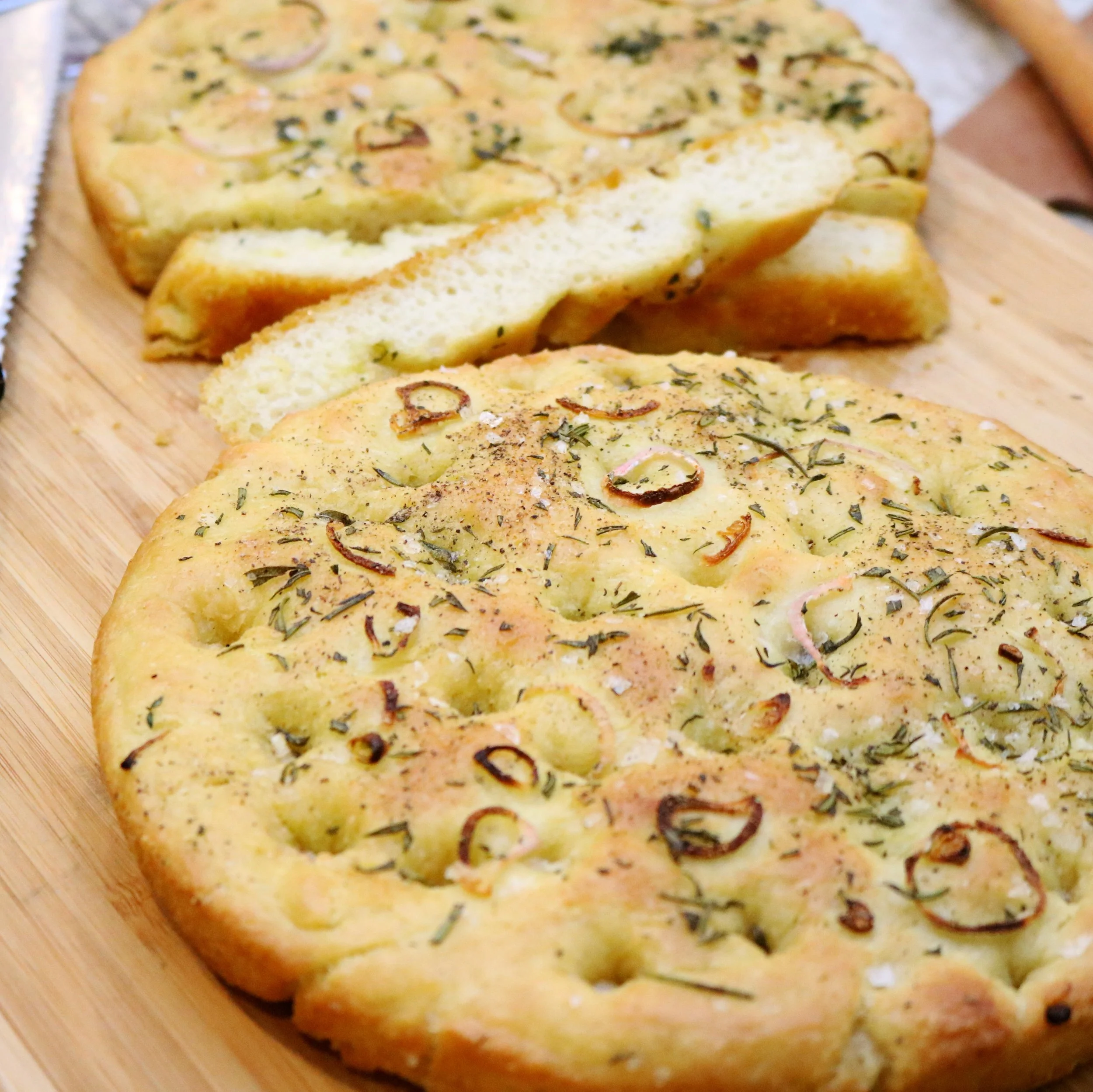 Fresh Herb and Shallot Focaccia Bread