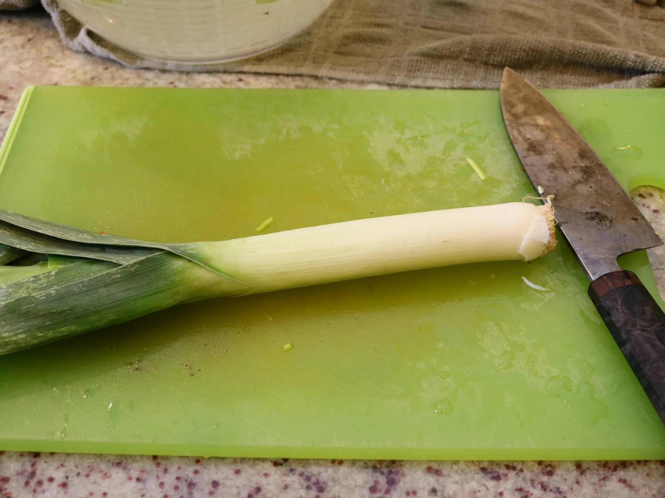 Cleaning Sliced Leeks