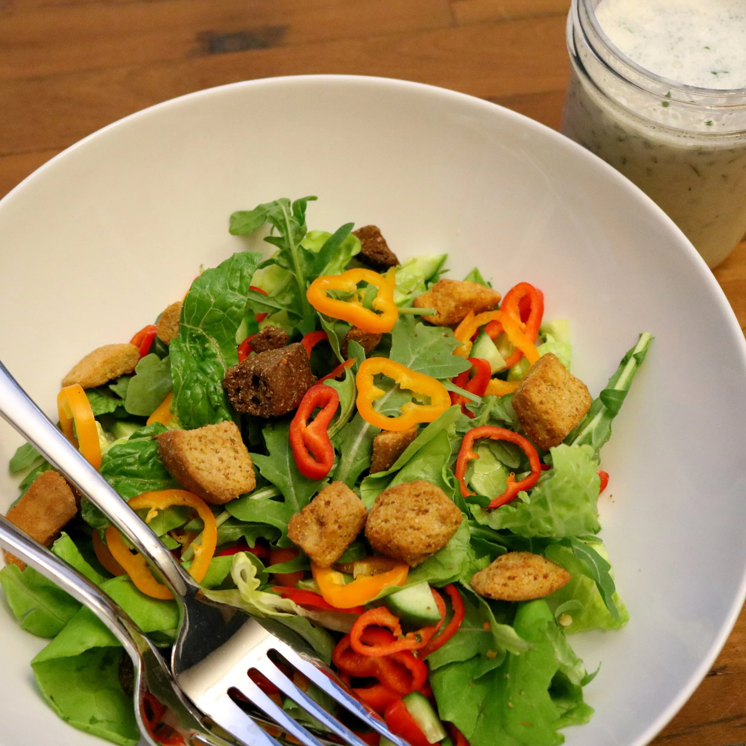 Leafy Green Salad with Buttermilk Dressing
