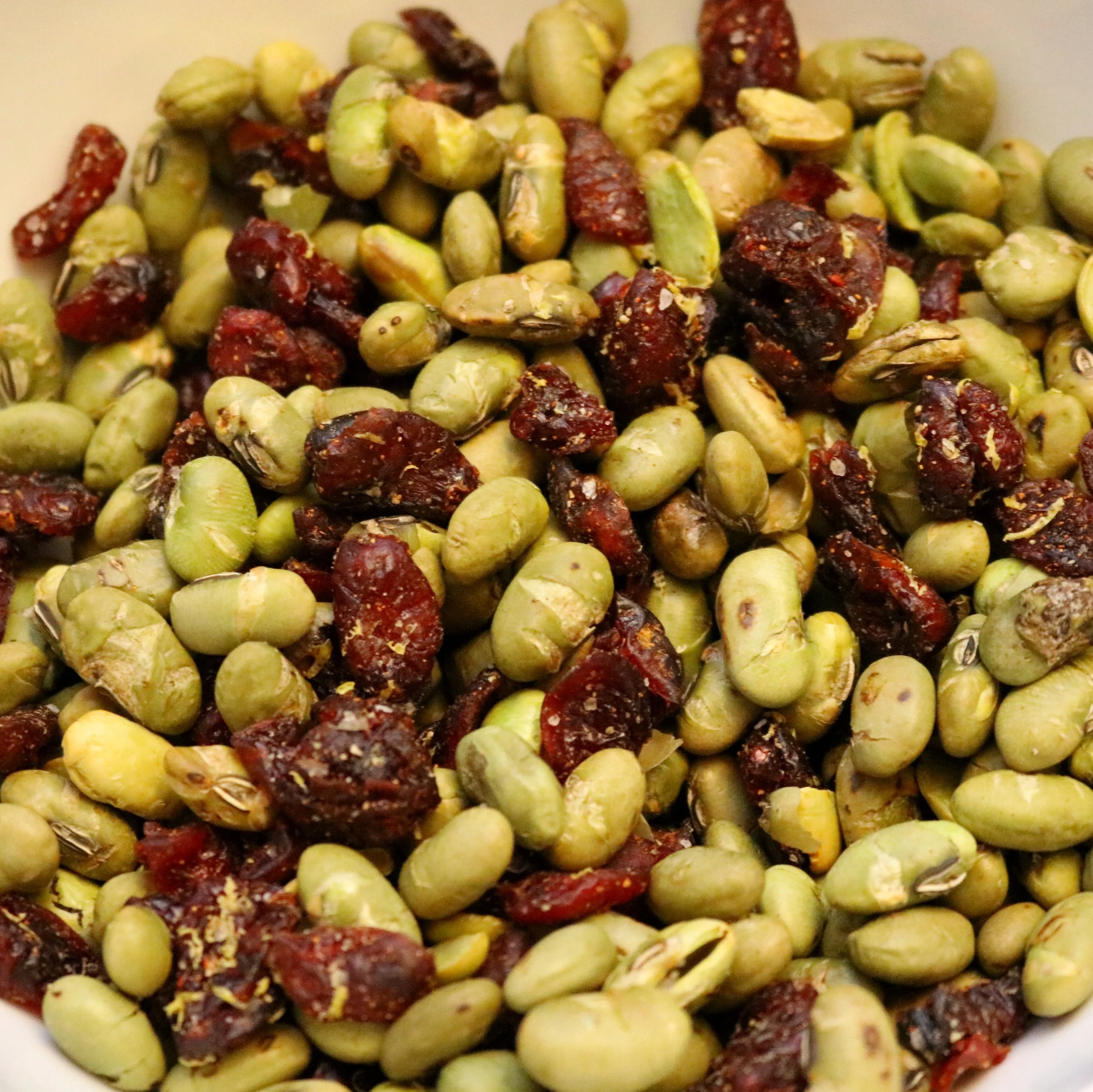 Dry-Roasted Edamame with Cranberries