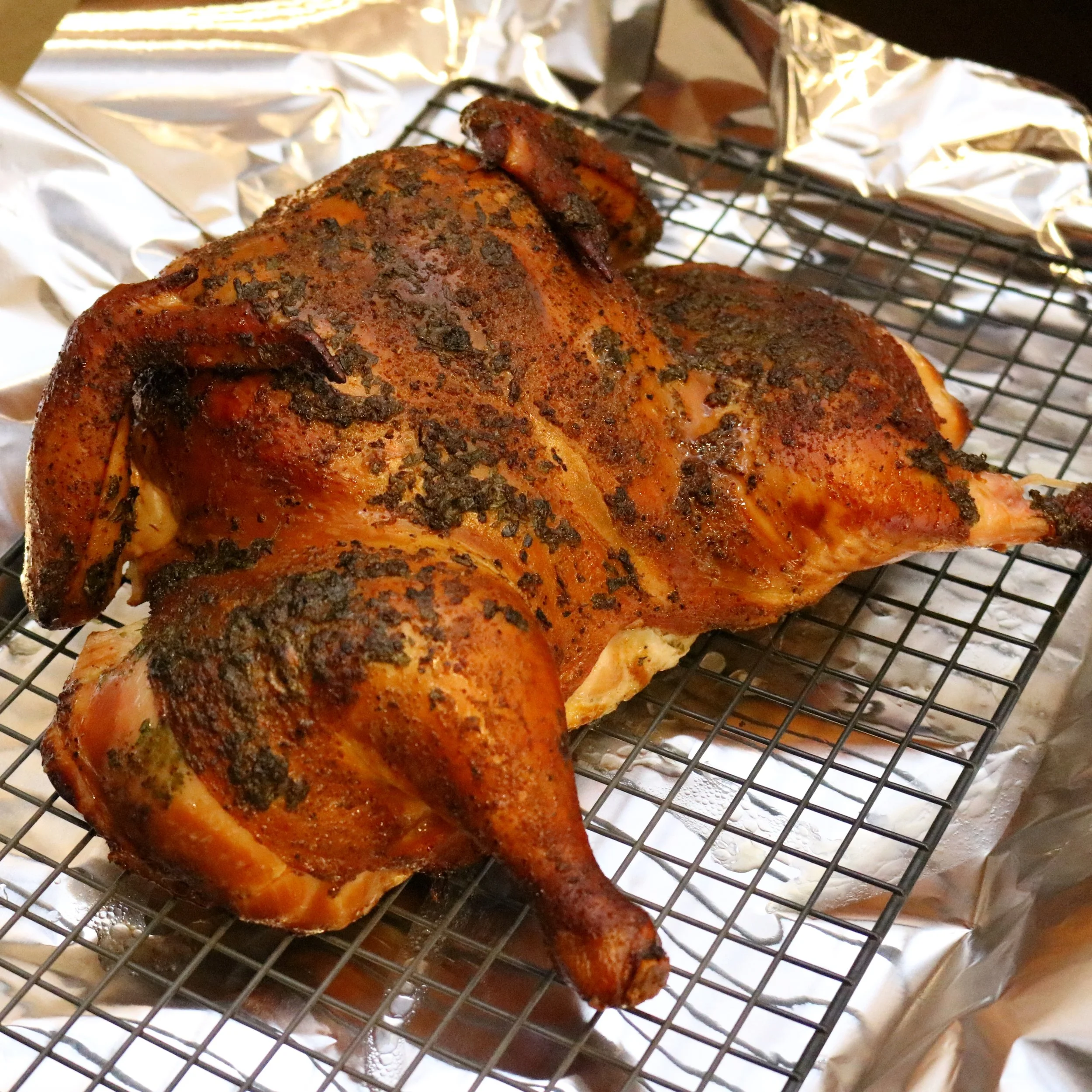 Spatchcocked Smoked Turkey (or Chicken)