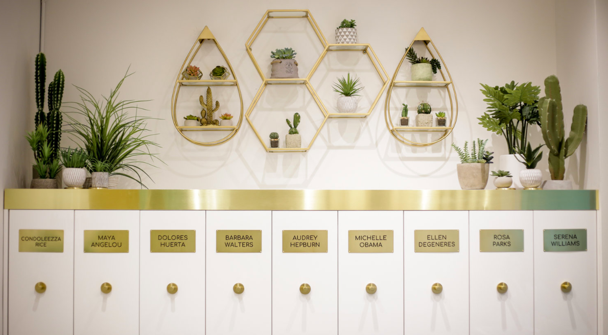 The lockers at Ezza Nails.
