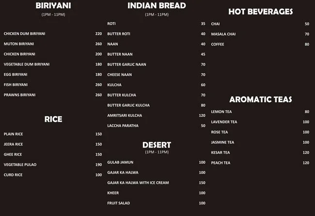 Food Menu Breads, Biriyanis, Tea, Rice, Desserts | NH7 Refuel Restaurant | Bangalore Highway