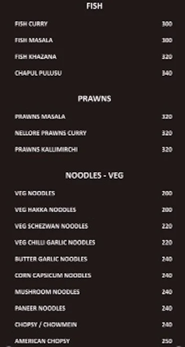 Food Menu | Fish, Prawns, and Noodles - Veg | NH7 Refuel Restaurant | Bangalore Highway