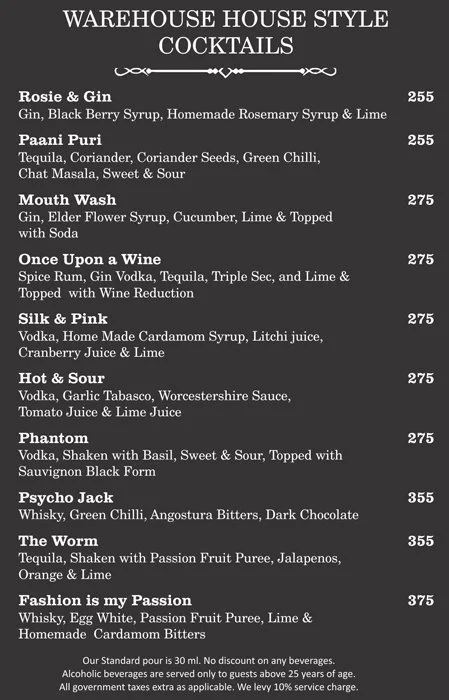 Warehouse Cafe Menu Connaught Place 1