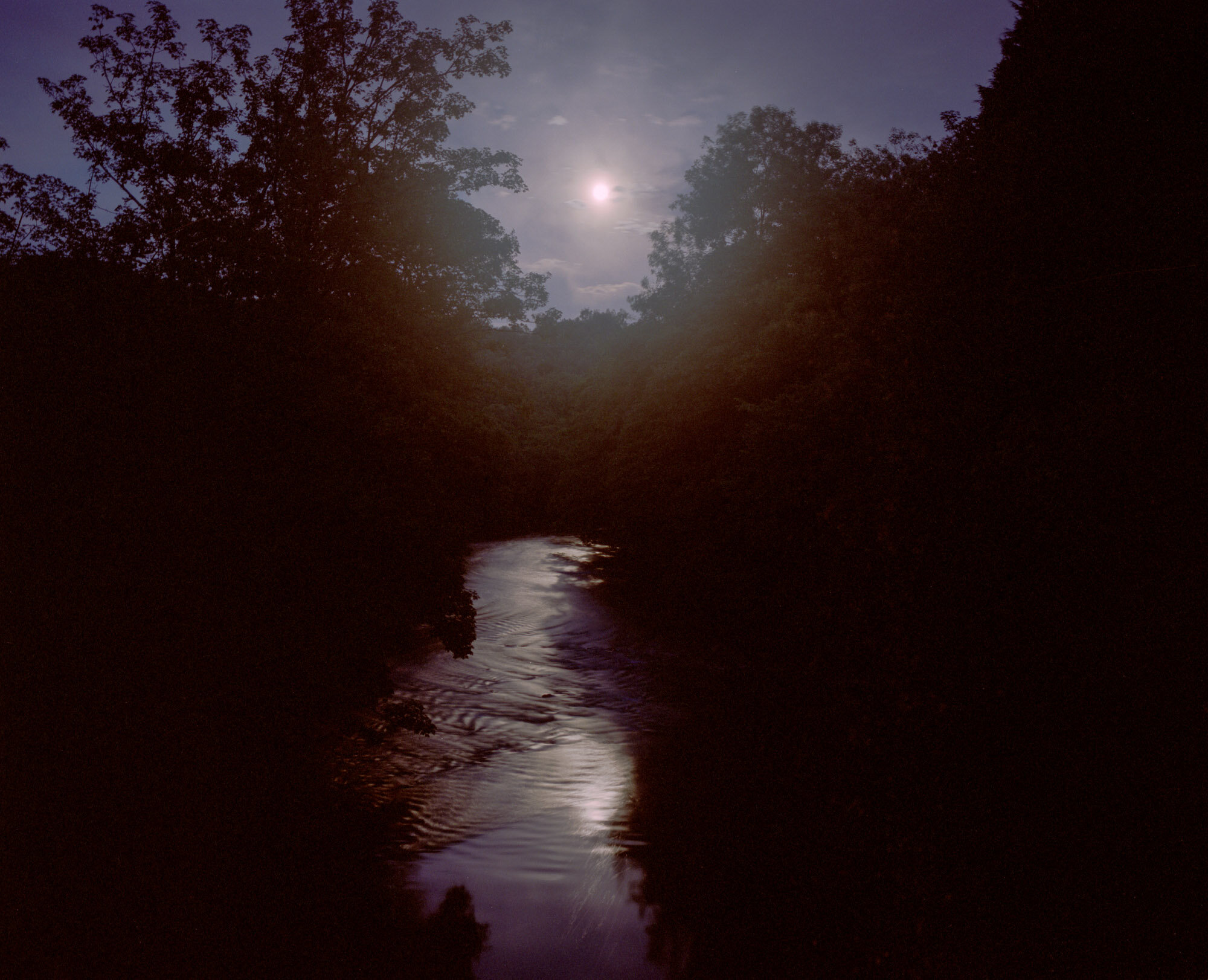  Full moon over the River Derwent, High Peak Junction. 