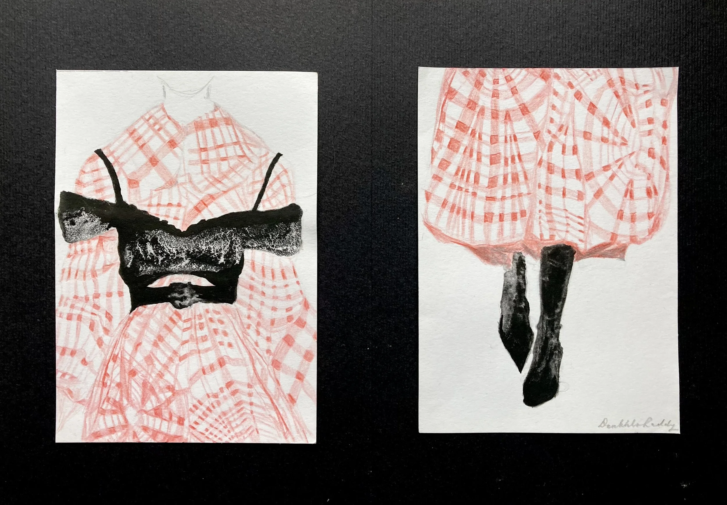 Simone Rocha, fashion illustration, AW19, pencil and ink on paper, drawings 15 x 10.5 cm approx., 2025