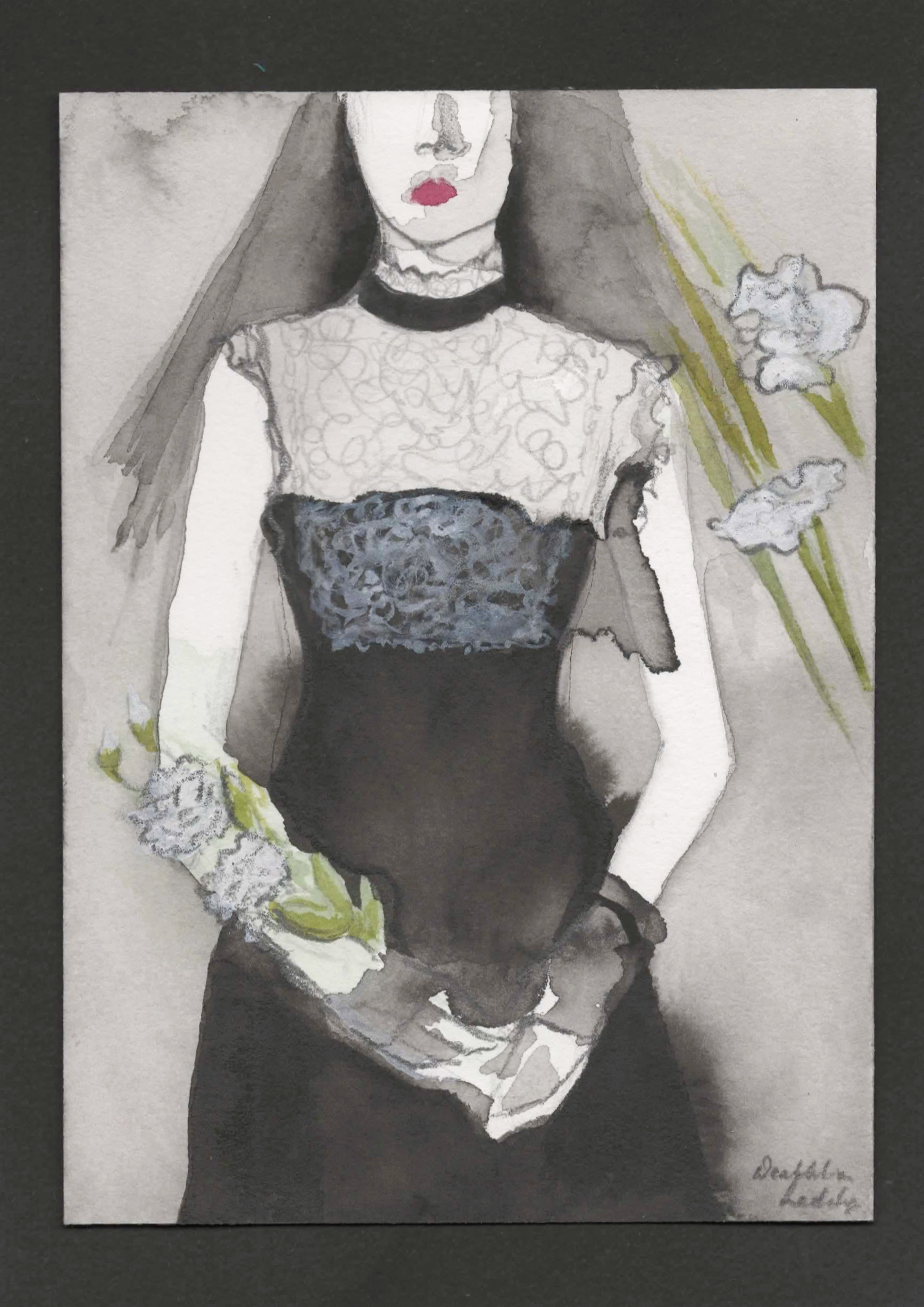 Rodarte fashion illustration, FW25, drawing size 18 x 13 cm, 2025