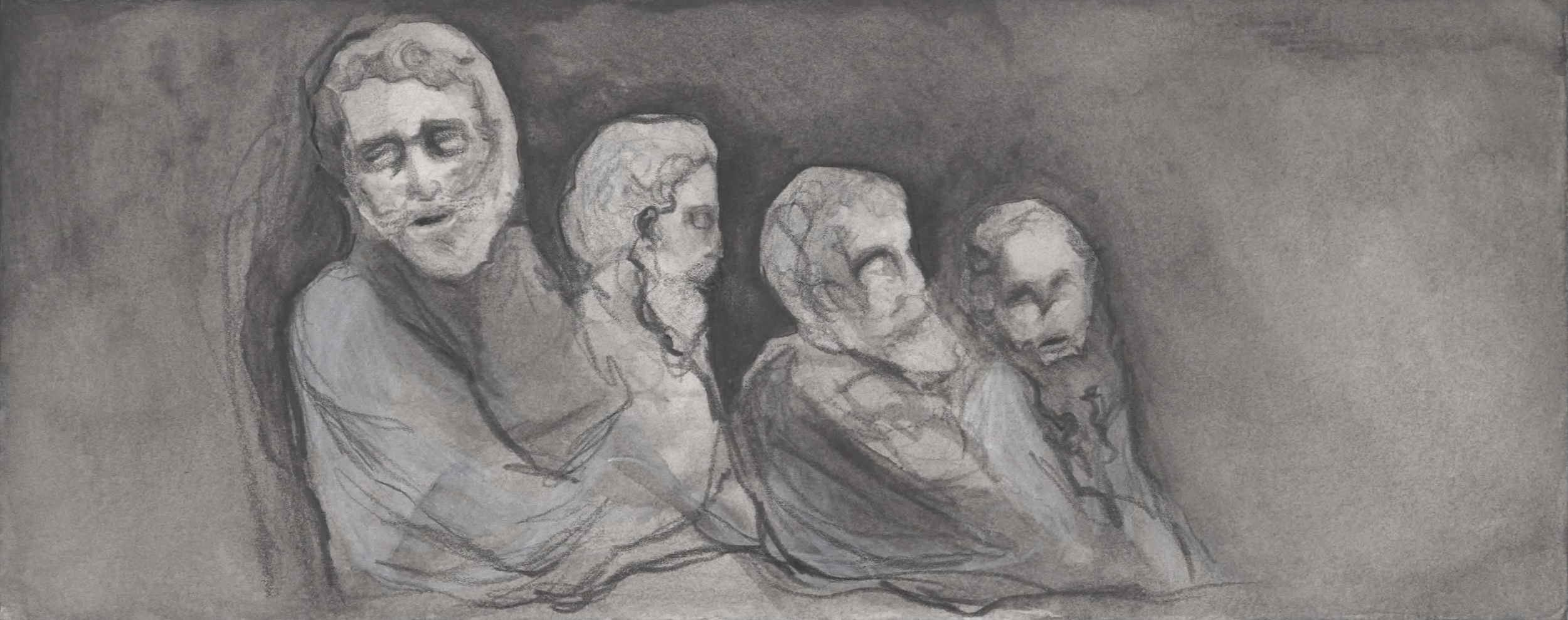 Drawing of the Apostles from 'Dormition of the Virgin', by Damià Forment, MNAC, Barcelona, 25 x 10 cm, 2026