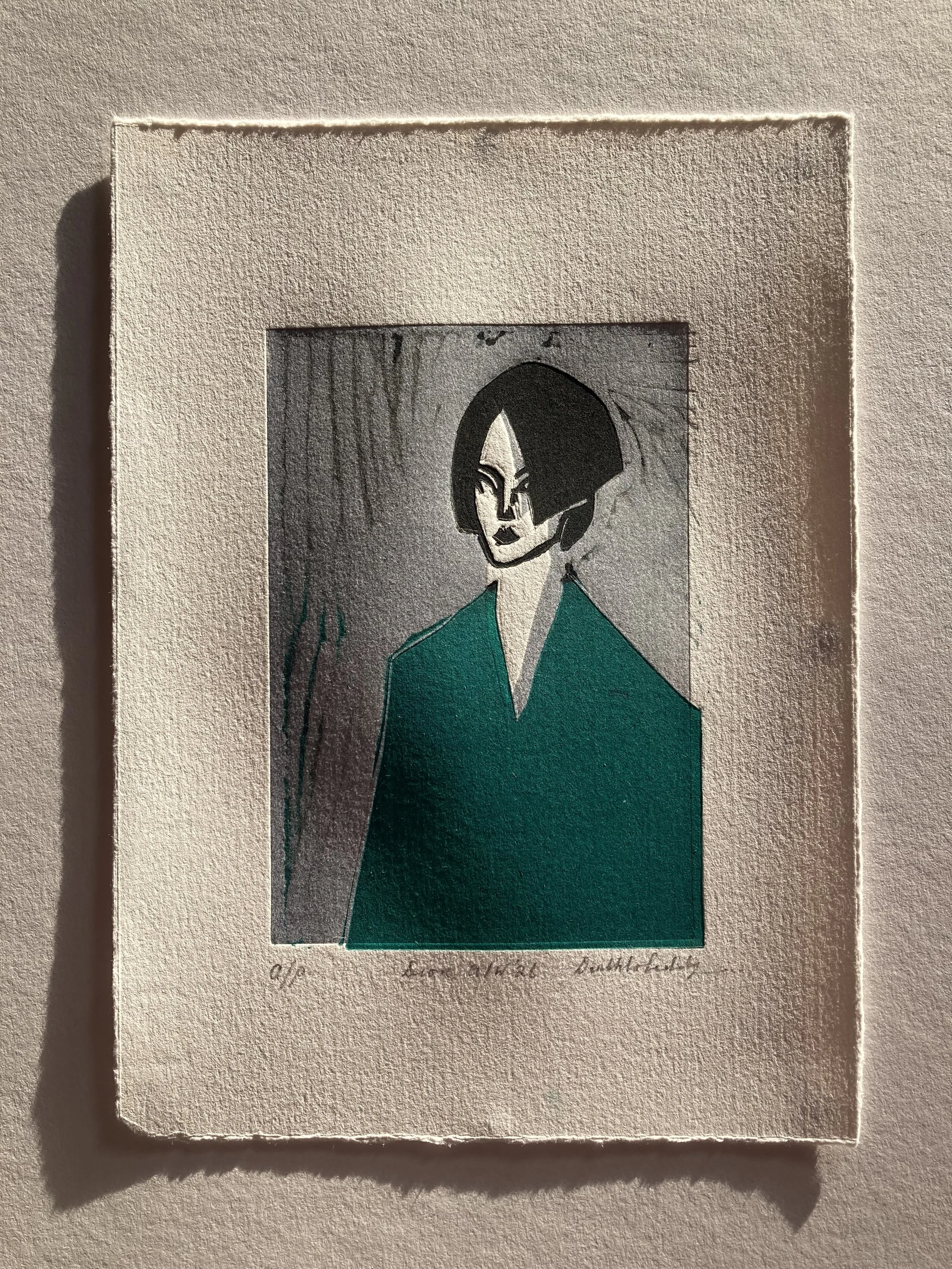 Dior fashion illustration, A/W 26, double block linocut print, artist proof, 21 x 15 cm, 2026