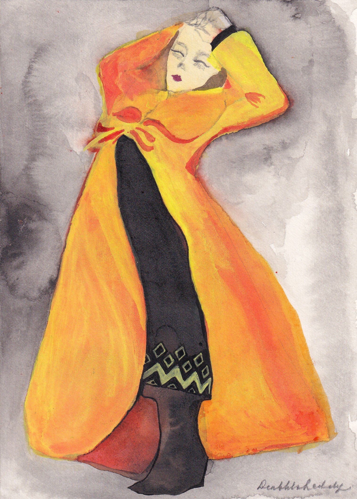Leonard Paris fashion illustration, from a photo by David Bailey in British Vogue, 1970, 18 x 13 cm, 2026