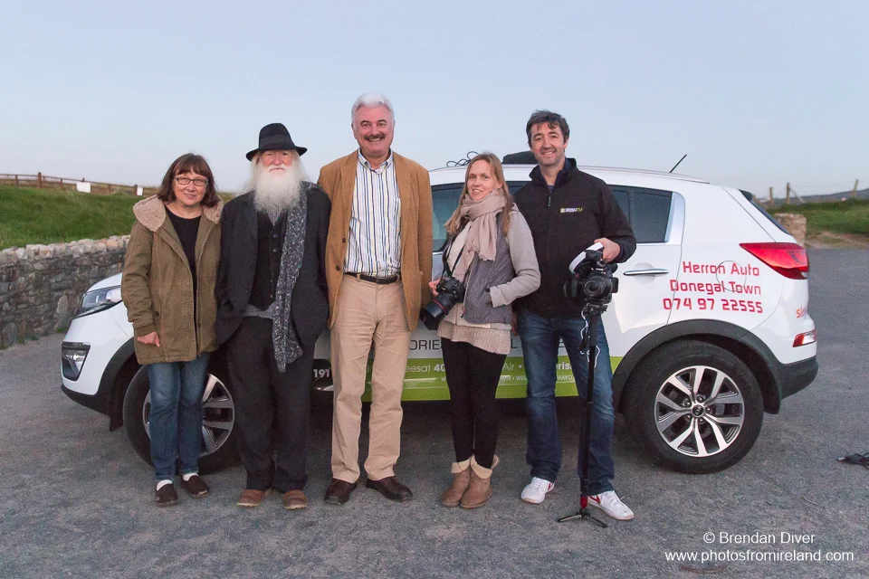 Left to right Inessa K Mjalenkova (translator for Elena Shumilova) Sean McLaughlin (Model on workshop) Irish TV presenter Frank Galligan, Elena Shumilova and Brendan Bradas O’Donnell (Cameraman / Director / Producer )