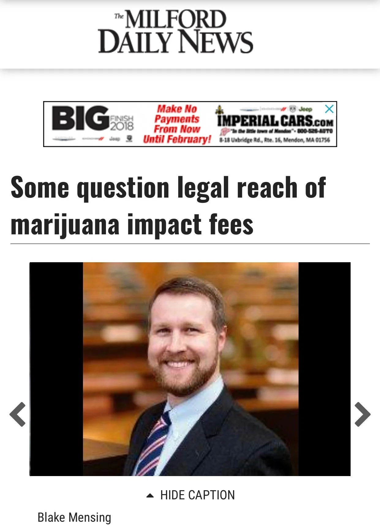 https://www.milforddailynews.com/news/20181222/some-question-legal-reach-of-marijuana-impact-fees “If you find someone who is willing to pay $100,000 off the top – essentially to grease the wheels – that’s going to limit who can start up,” Mensing said. “I think the people with the most money are making the most progress, and I don’t think that’s what the statutes intended. I don’t think that’s what the voters intended.”