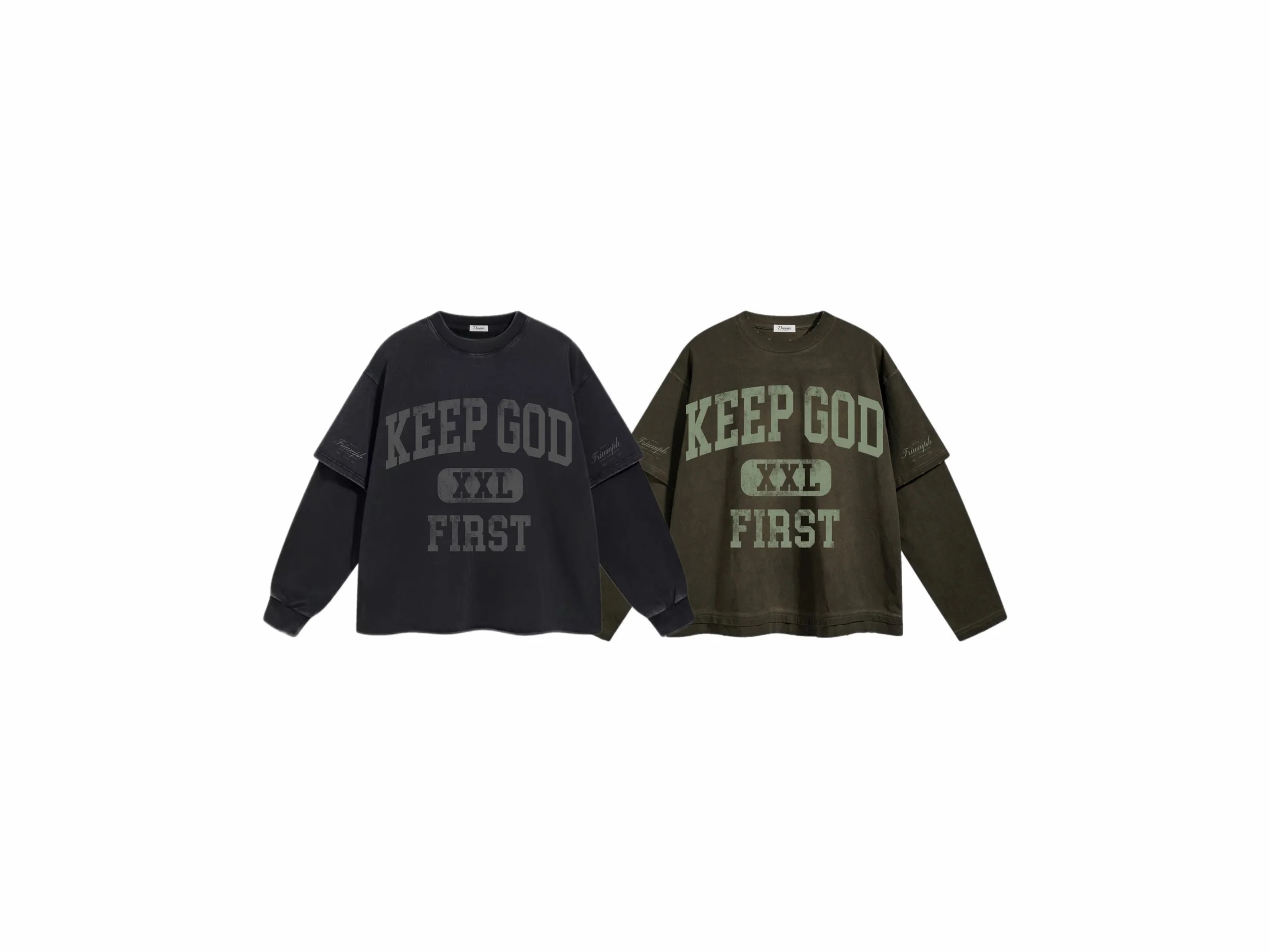 Keep God First Oversized Double Layer Long Sleeve