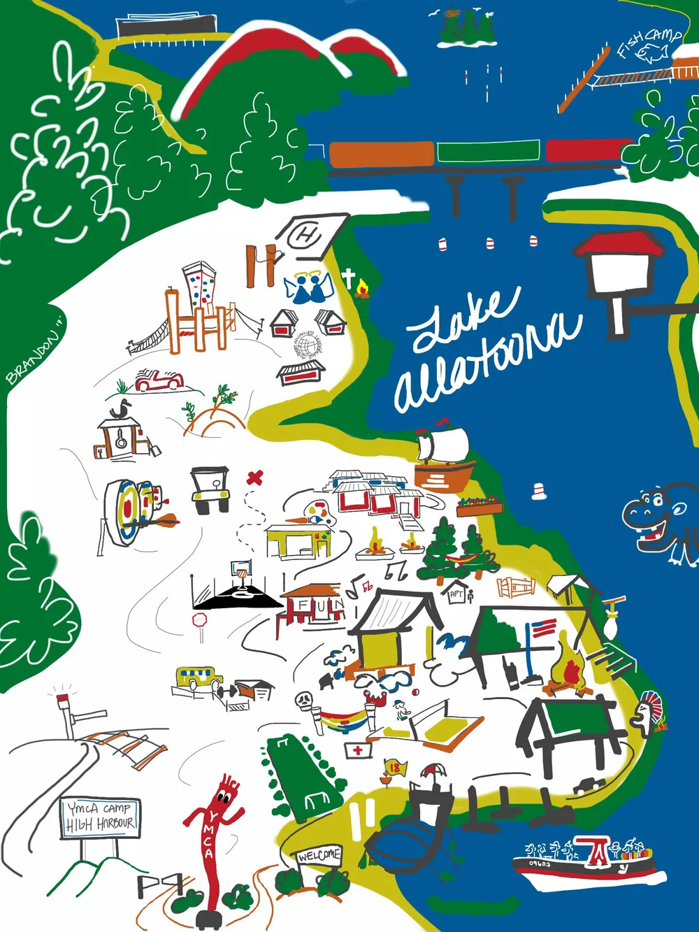 Camp High Harbour Lake Allatoona Print S001 Brandon Art Co