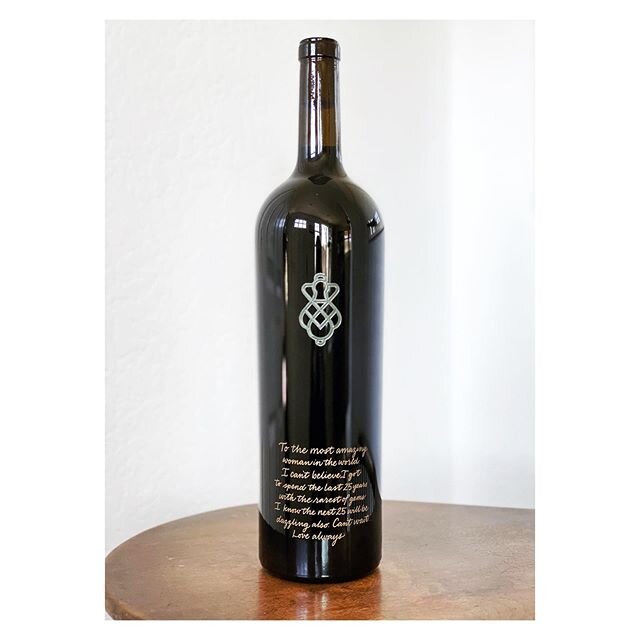 A custom engraved message on this 3L bottle for a Valentine&rsquo;s Day gift 🥰 @peruswine