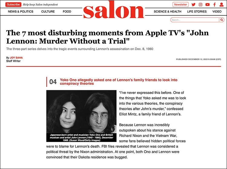 John Lennon and Yoko Ono in Salon