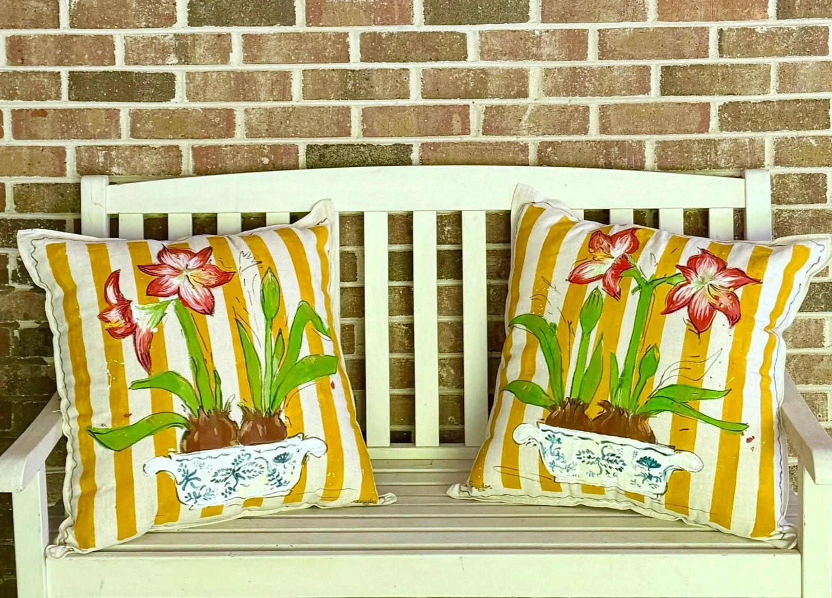 Red Amaryllis in Blue Danube Pillows