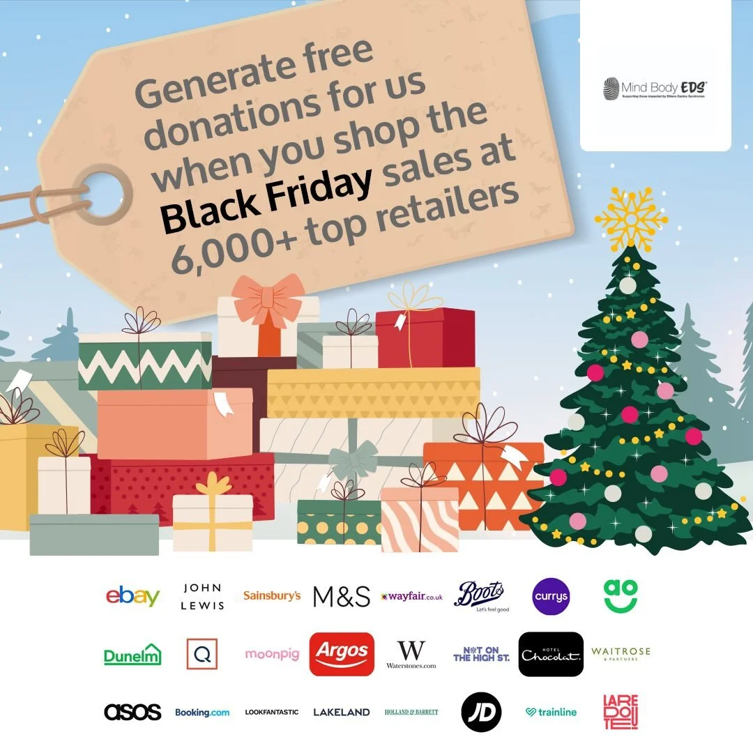 🛍️ Bag a bargain, give a boost to @mindbodyedscharity 🩵

This Black Friday, every online purchase you make through @giveasyoulive can generate free donations for Mind Body EDS at over 6,000 top retailers. 

🔗 Sign up today and shop with impact - c
